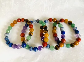 Genuine Gemstone Chakra Stretch Bracelets, Chakra Stretch Bracelets