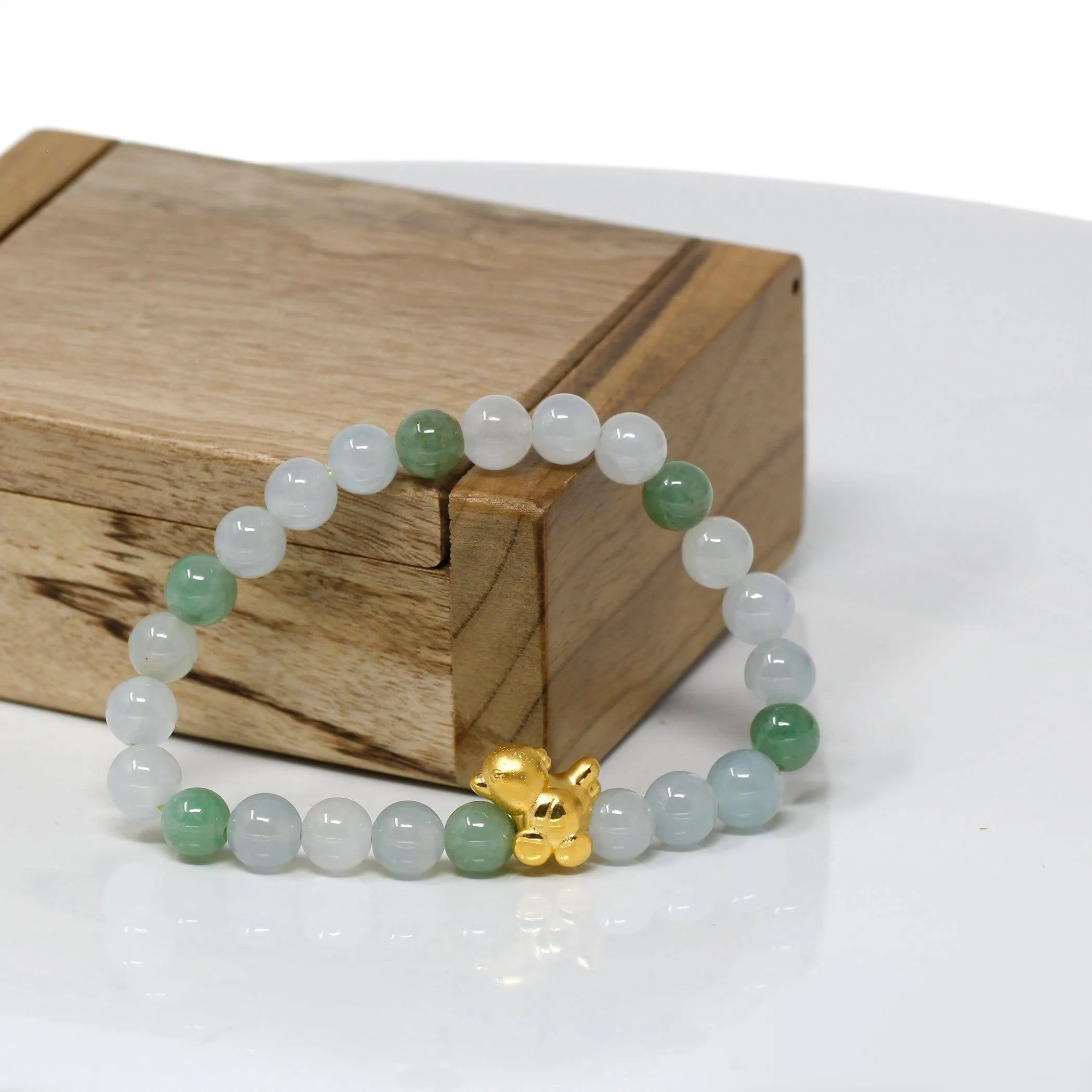 Genuine High-quality Jade Jadeite Bracelet Bangle with 24k Yellow Gold Chicken Charm #426