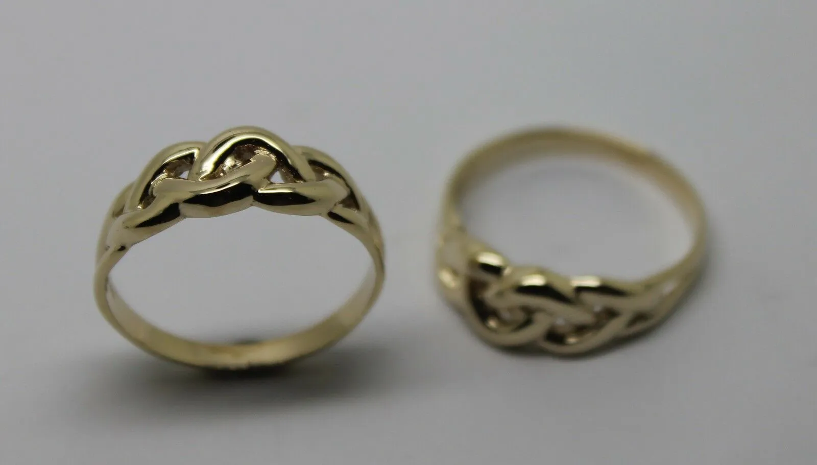 Genuine His & Hers Set Solid 9ct 9K Yellow Gold Celtic Weave Wedding Couple Bands Rings