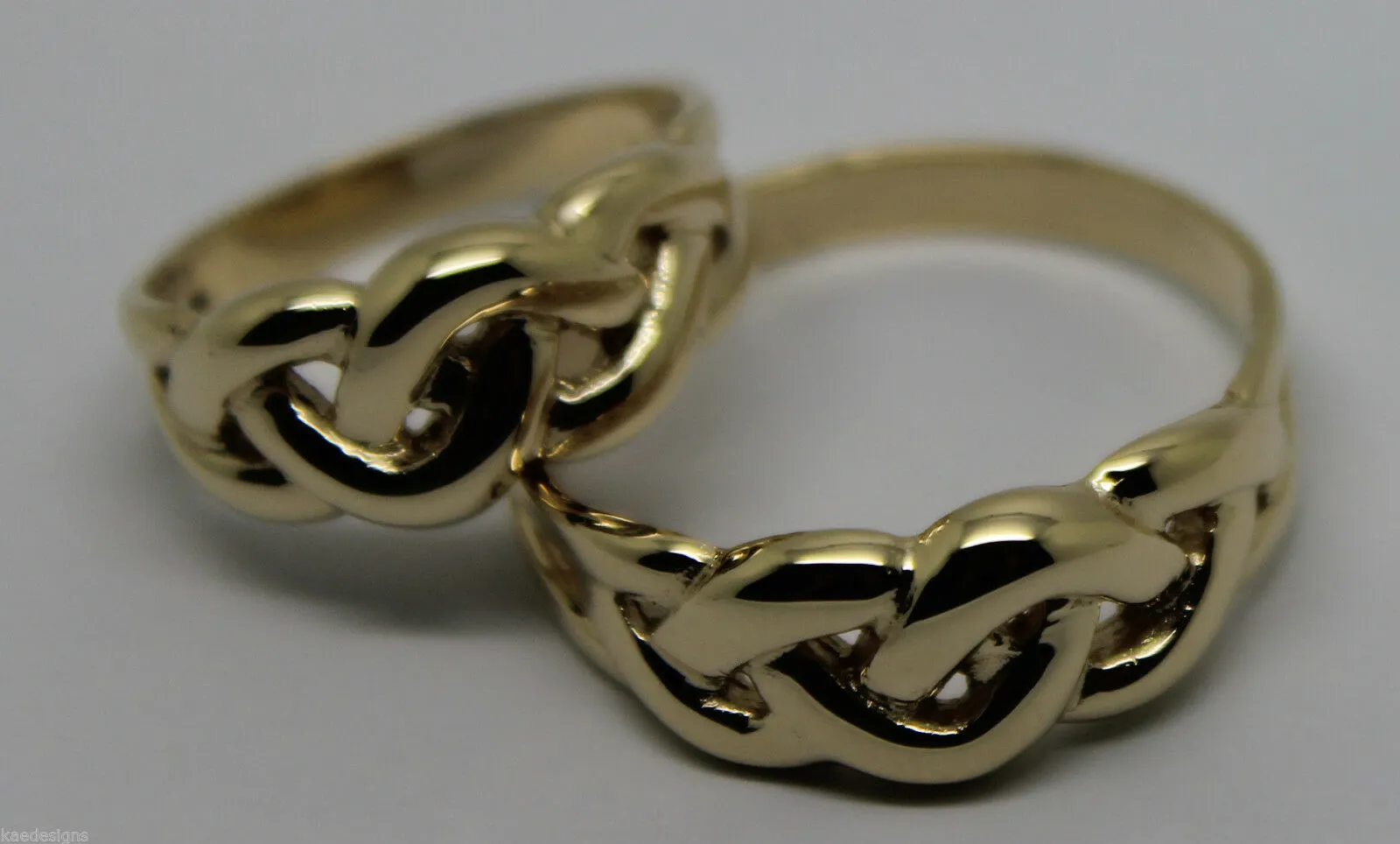 Genuine His & Hers Set Solid 9ct 9K Yellow Gold Celtic Weave Wedding Couple Bands Rings