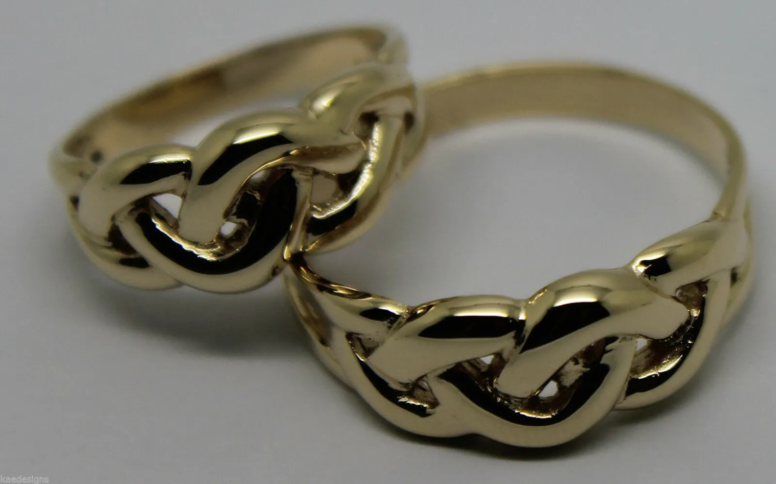 Genuine His & Hers Set Solid 9ct 9K Yellow Gold Celtic Weave Wedding Couple Bands Rings