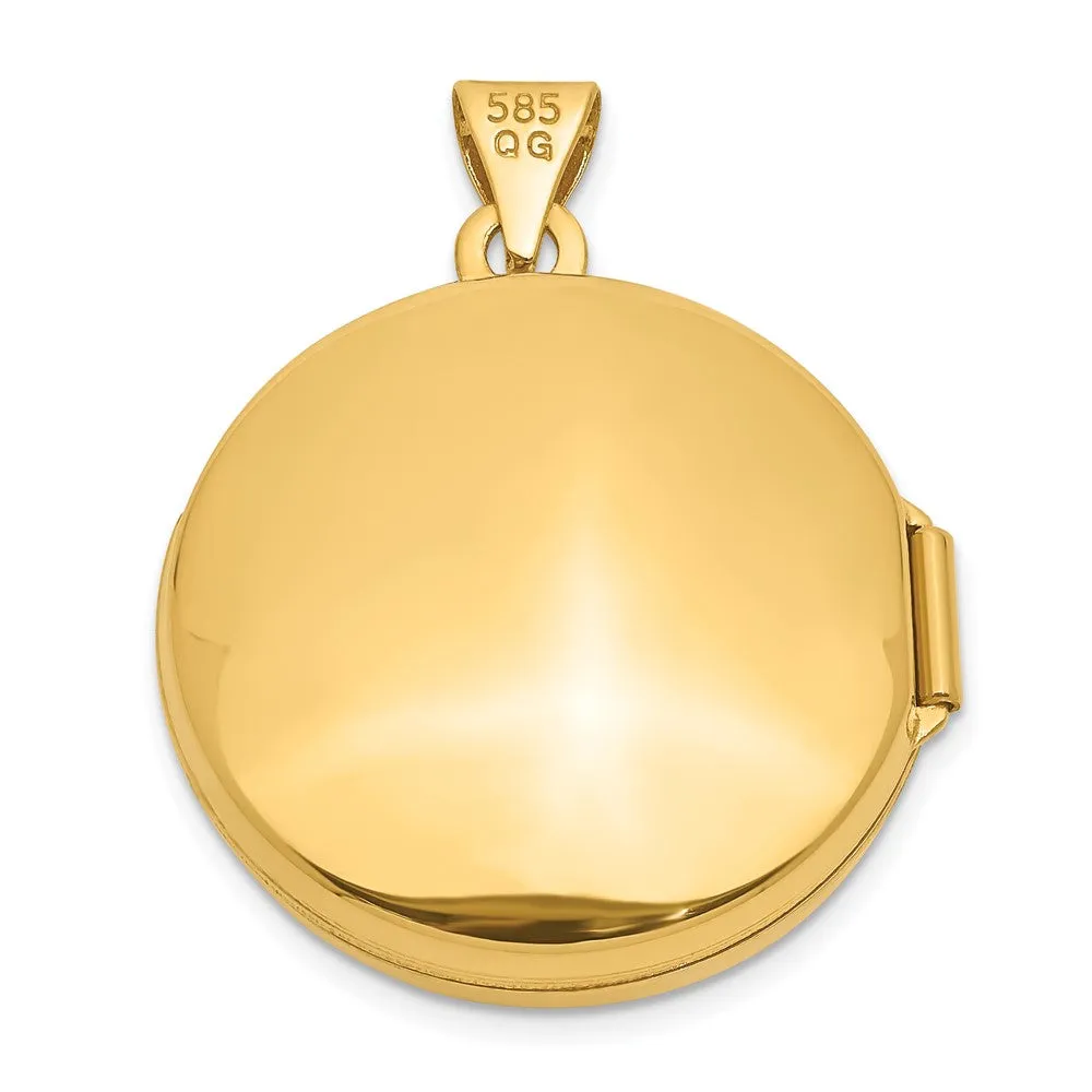 Gold 20mm Round Plain Domed Locket Pendant - Model XL562