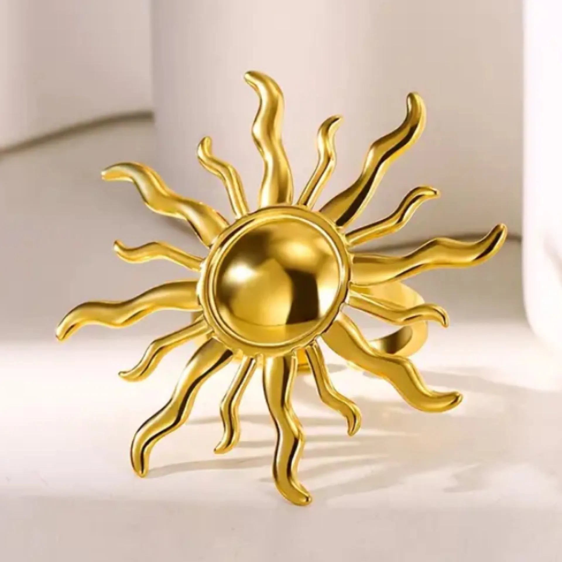 Gold Boho Sun Cuff Ring