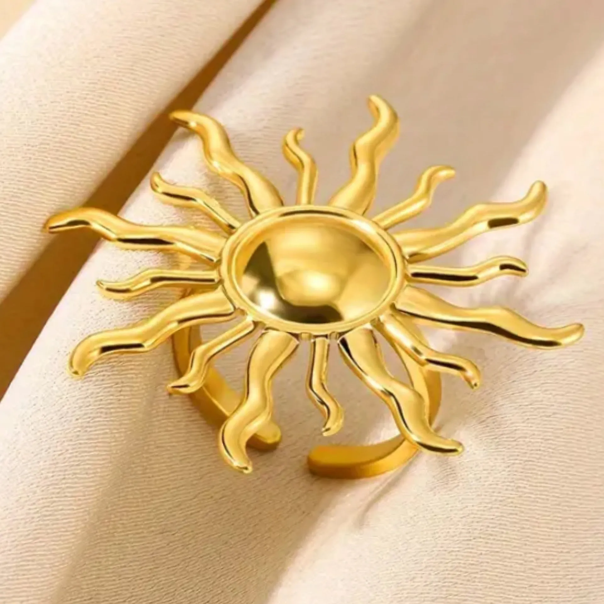 Gold Boho Sun Cuff Ring