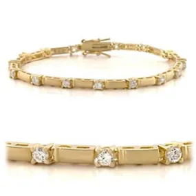 Gold Brass Bracelet with AAA Grade CZ in Clear for Women Style 47404