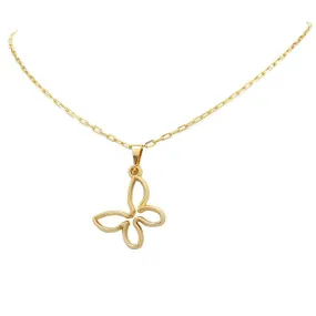 Gold Filled Linked Chain Necklace with Butterfly Pendant