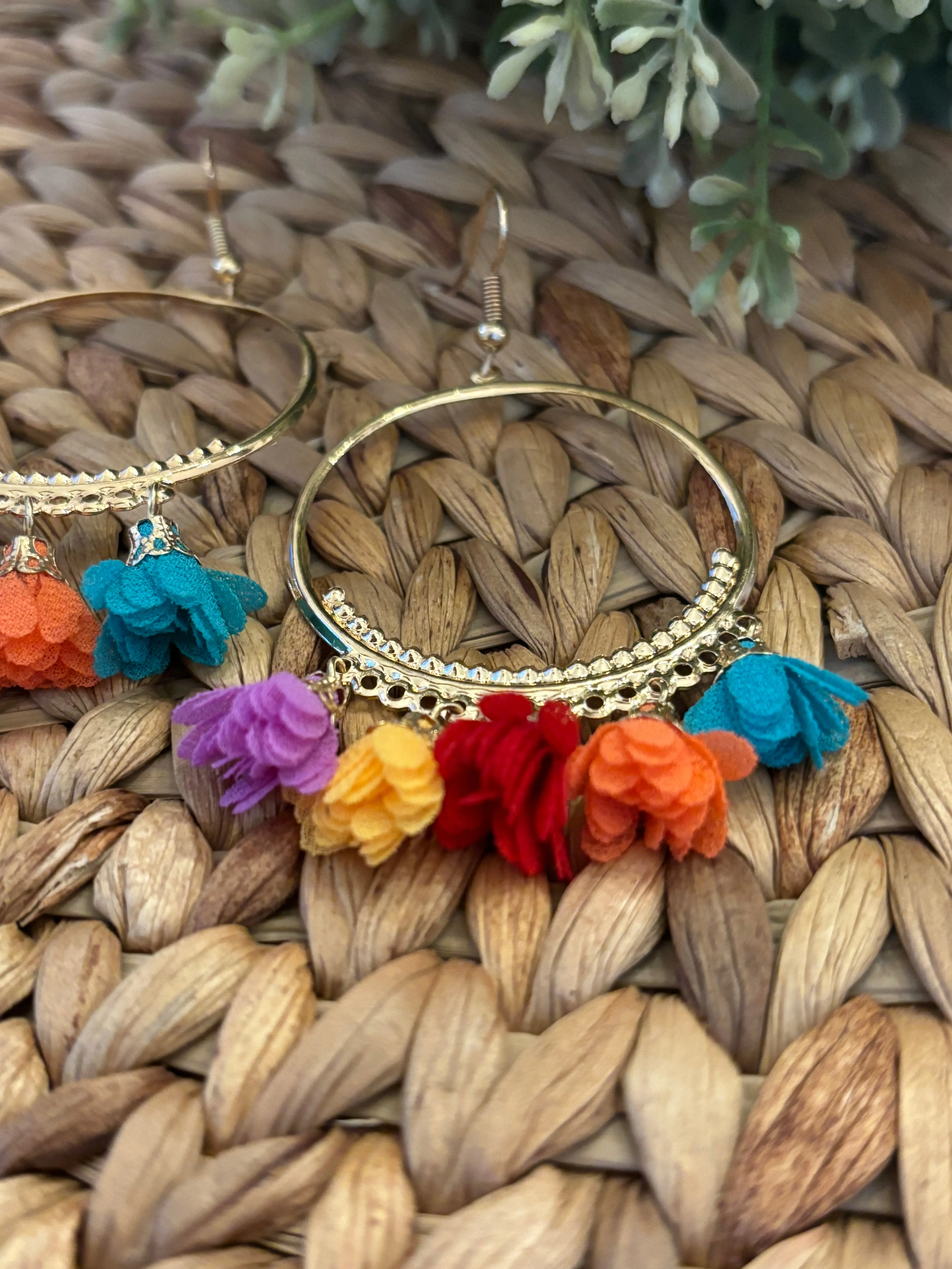 Gold Flower Petal Hoops