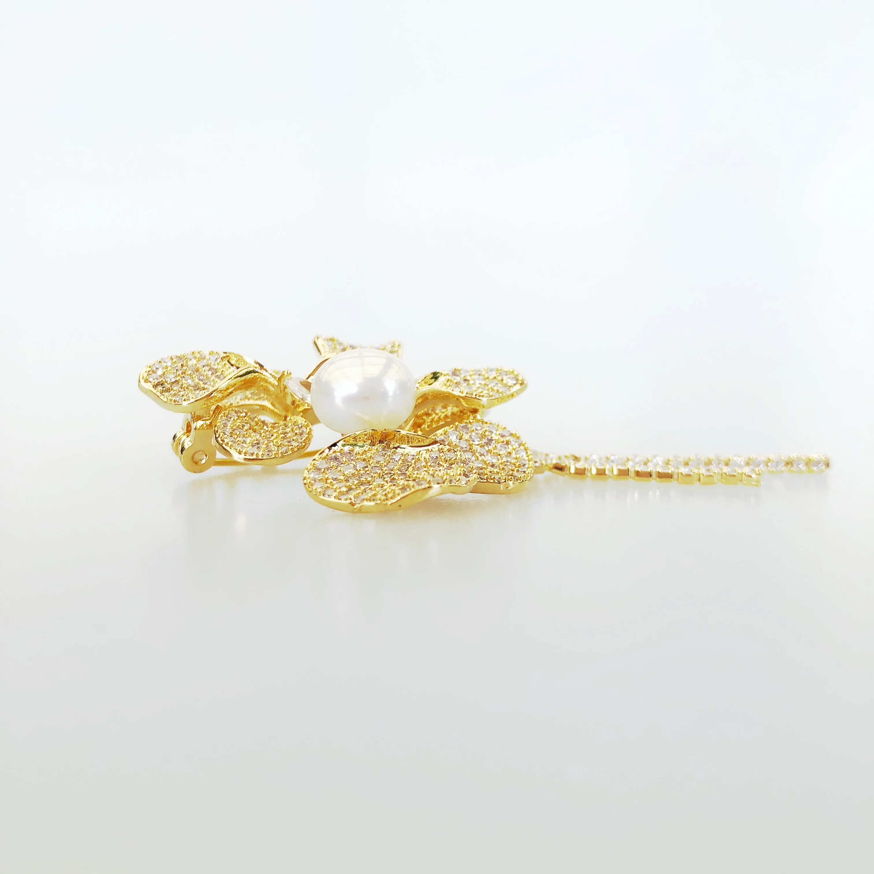 Gold Plated Orchid Zircon Brooch Pendant