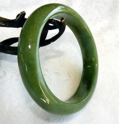 Good Green Burmese Jadeite Bangle Bracelet 60 mm Grade A   Certificate (4991)