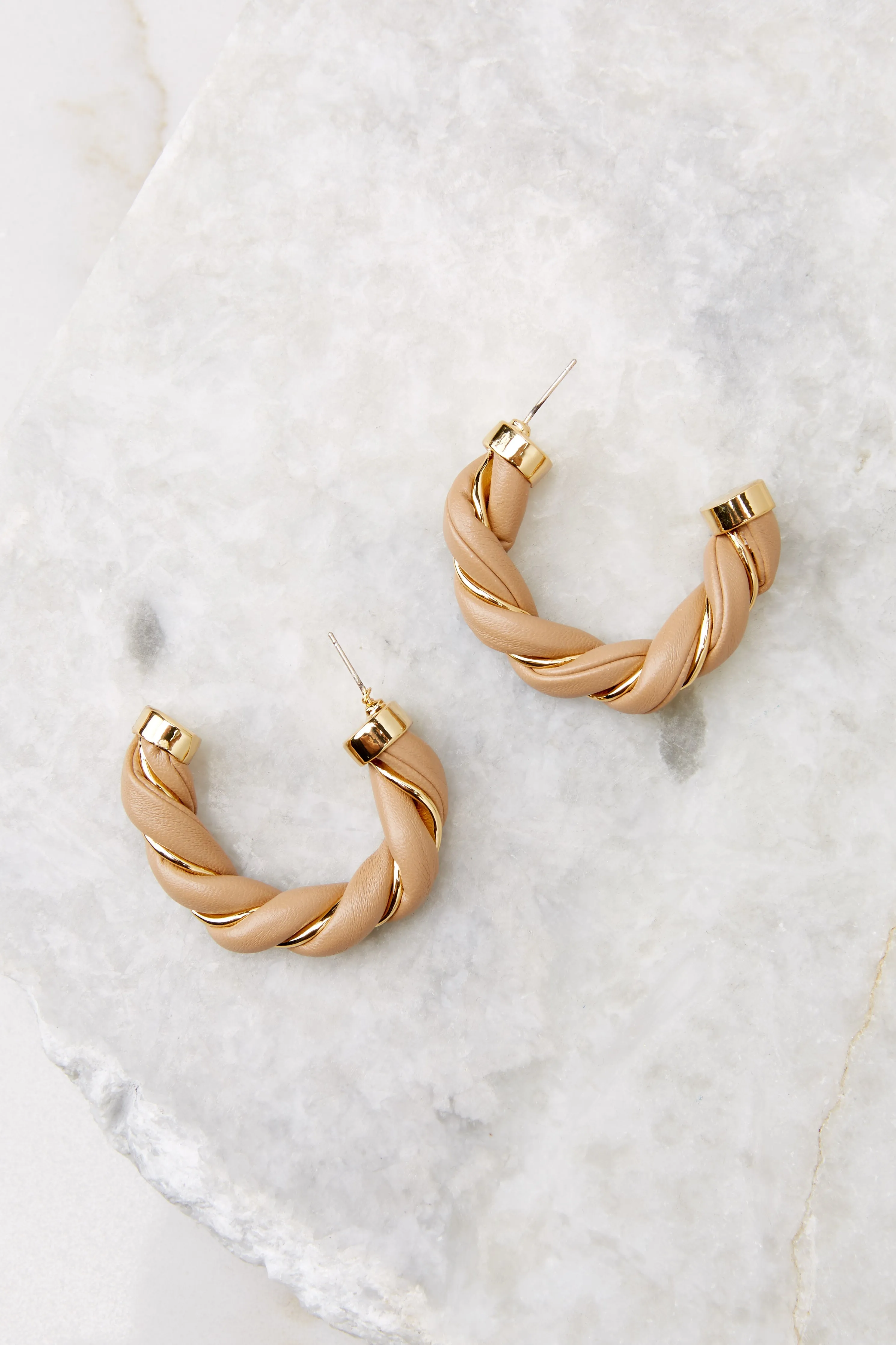 Grab Their Attention Tan Hoop Earrings