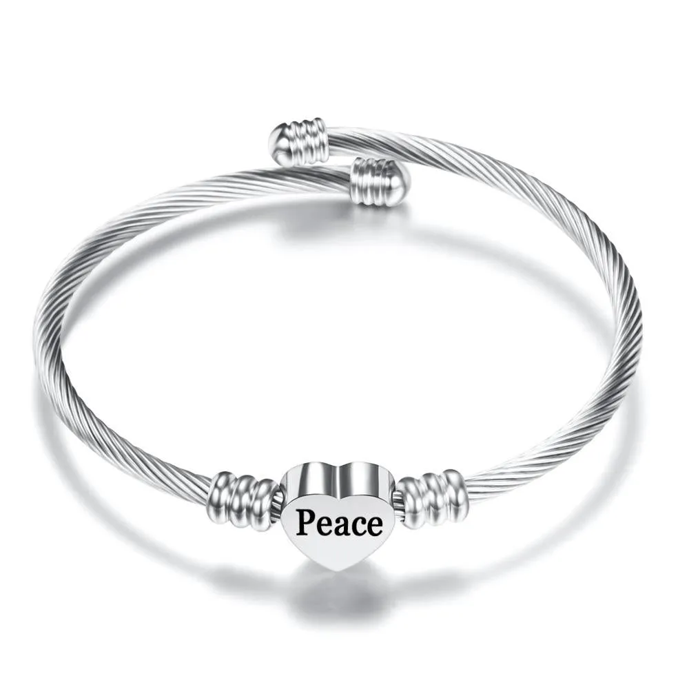 Gratuity Gift "Peace" Stainless Steel Charm Bangle