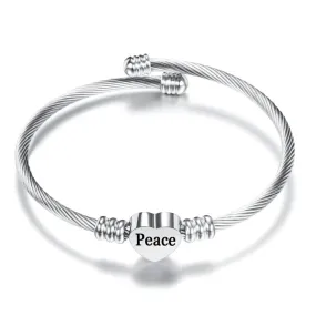 Gratuity Gift "Peace" Stainless Steel Charm Bangle