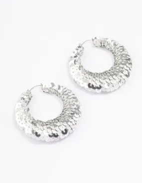 Green Large Sequin Hoop Earrings