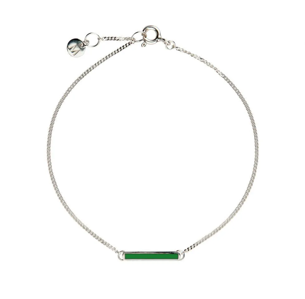 Green Little Bar of Strength - Wrist (Sterling Silver)