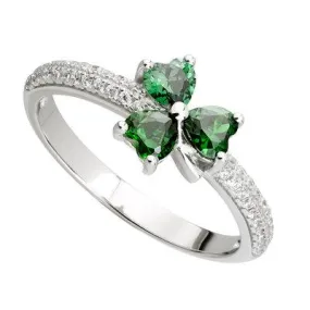 Green Shamrock Ring with CZ