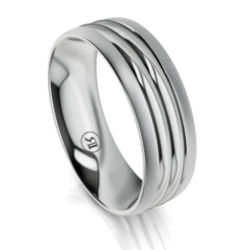 Grooved Platinum Wedding Ring