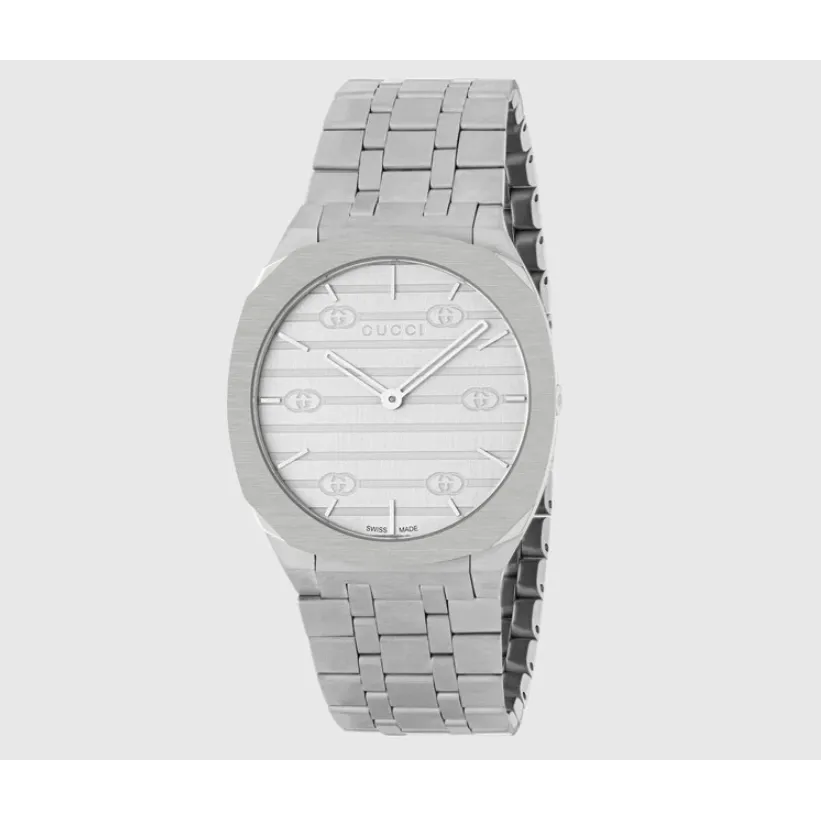 Gucci 25H Stainless Steel Silver Dial 30mm Quartz