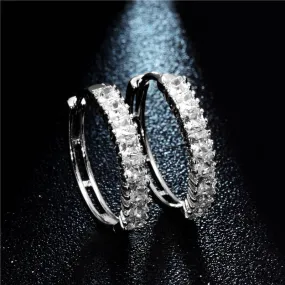 Half Eternity Austrian Crystal Hoop Earrings