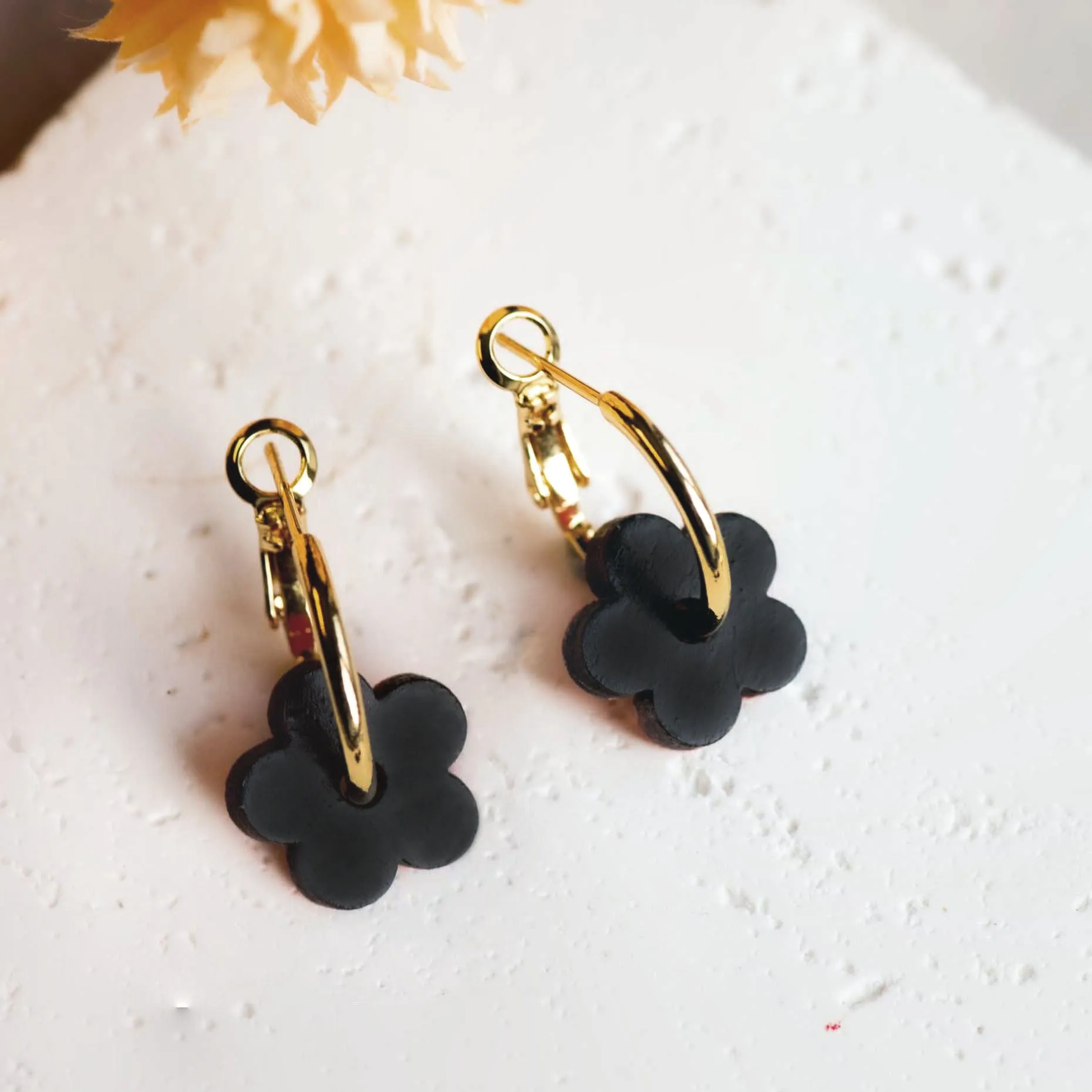 Hand-painted Double Sided Flower Hoop Earrings - PEO14113