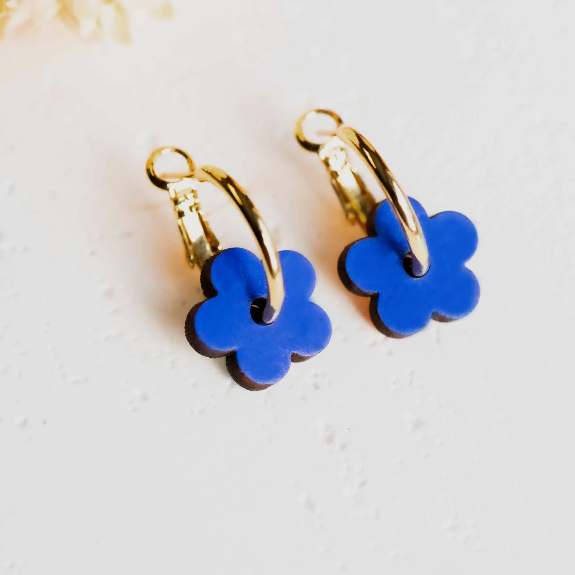 Hand-painted Double Sided Flower Hoop Earrings - PEO14113