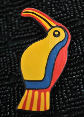 Hand Painted Wooden Toucan Bird Brooch