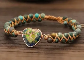 Handcrafted Heart Charm Jasper Bracelet | Symbol of Love & Style