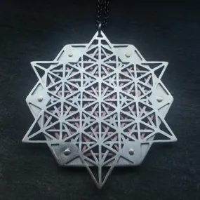 Handcut 64 Tetrahedron Grid Pendant - large