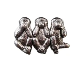 Handmade Speak Hear See No Evil Monkey Steampunk Tie Tack Lapel Pin Brooch