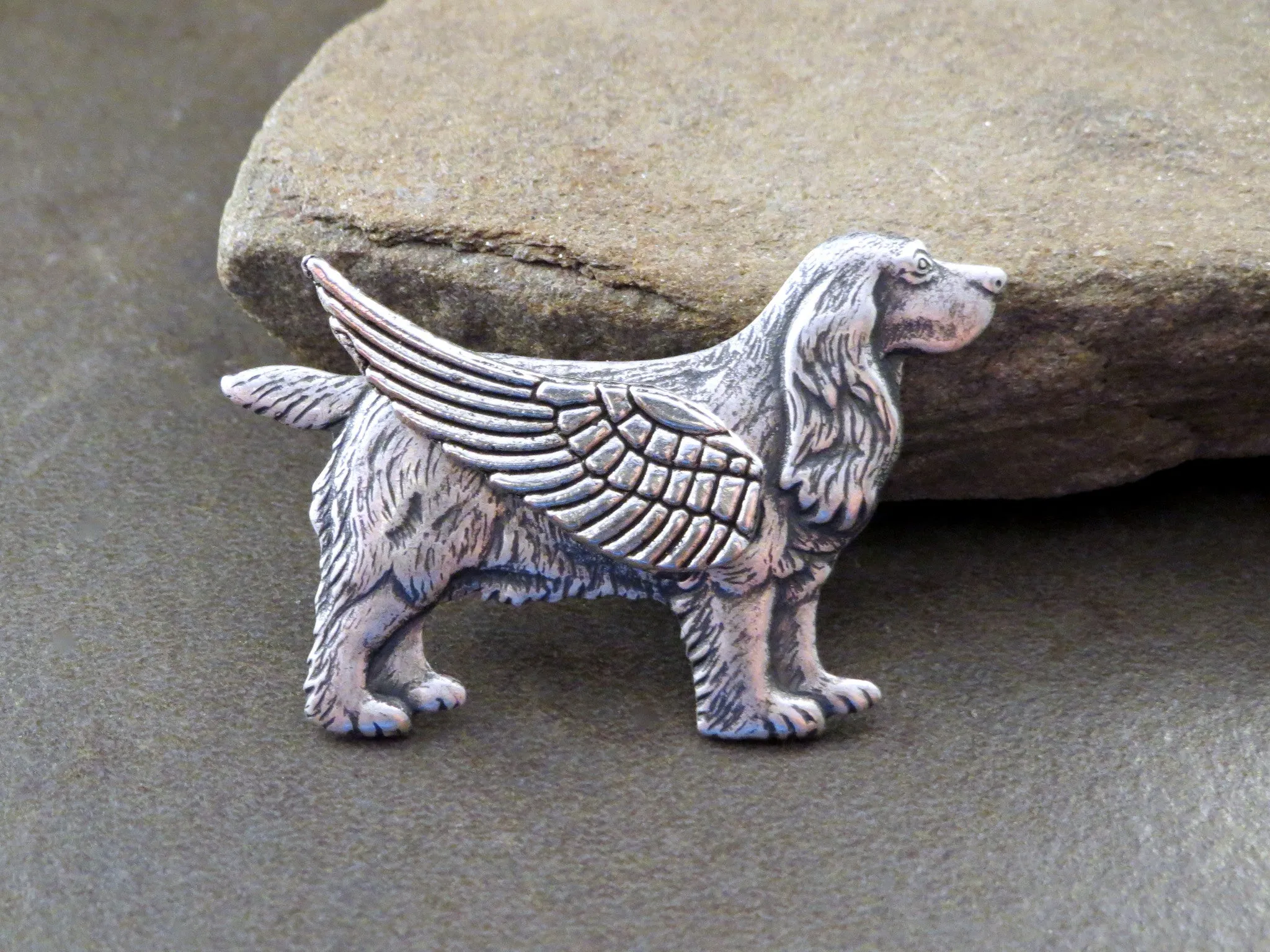 Handmade Steampunk Angel Spaniel Dog Brooch