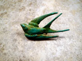 Handmade Verdigris Bird Brooch