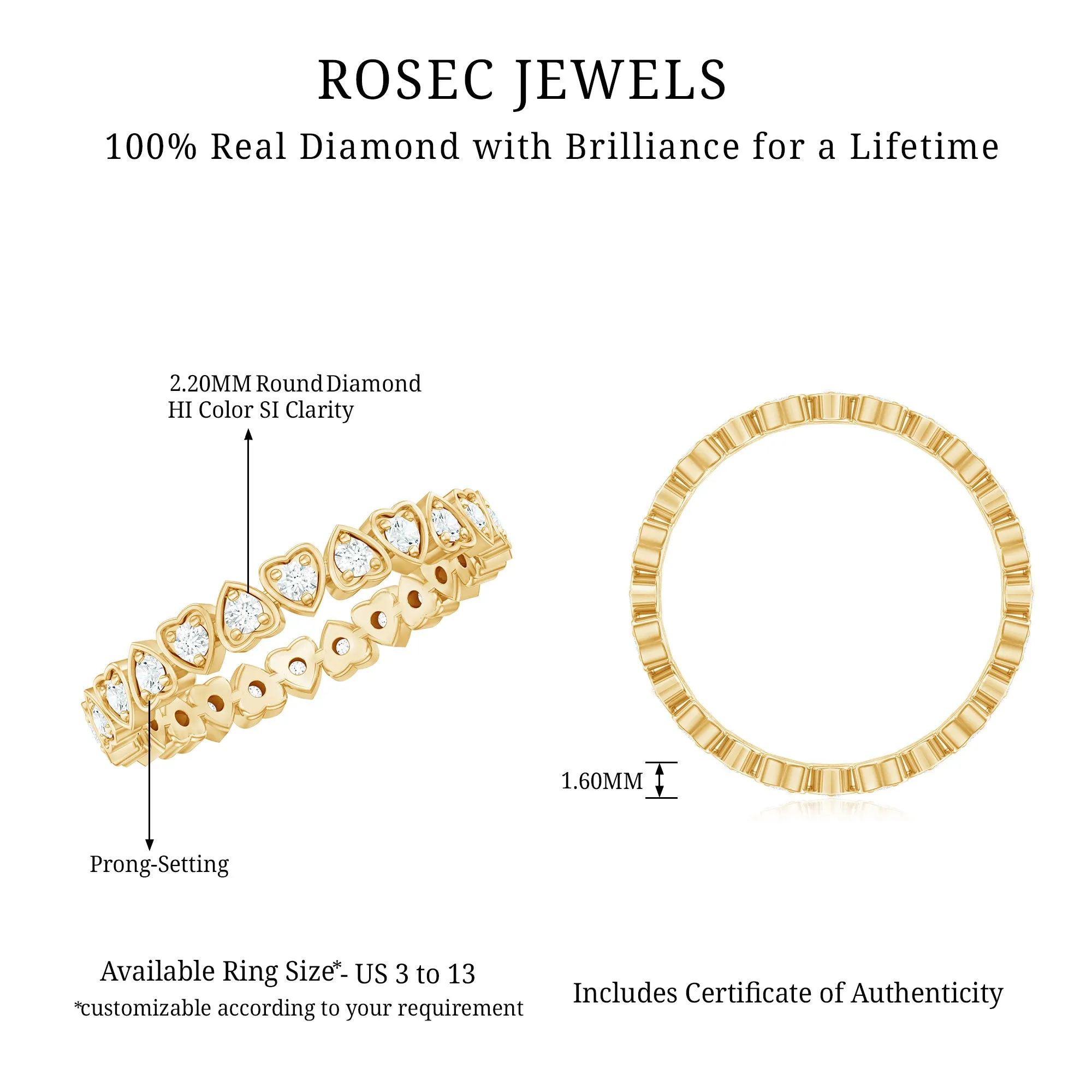 Heart Eternity Band Ring with Natural Diamond