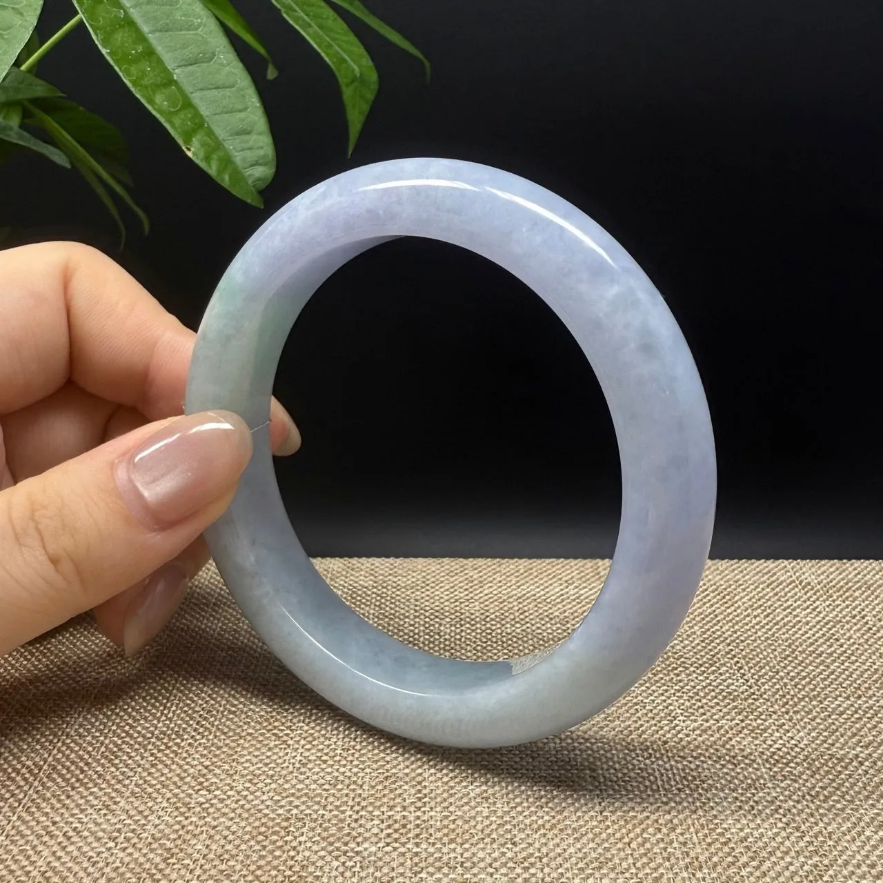 High end Genuine Burmese Lavender Green  Jade Jadeite Bangle Bracelet ( 60.1mm )