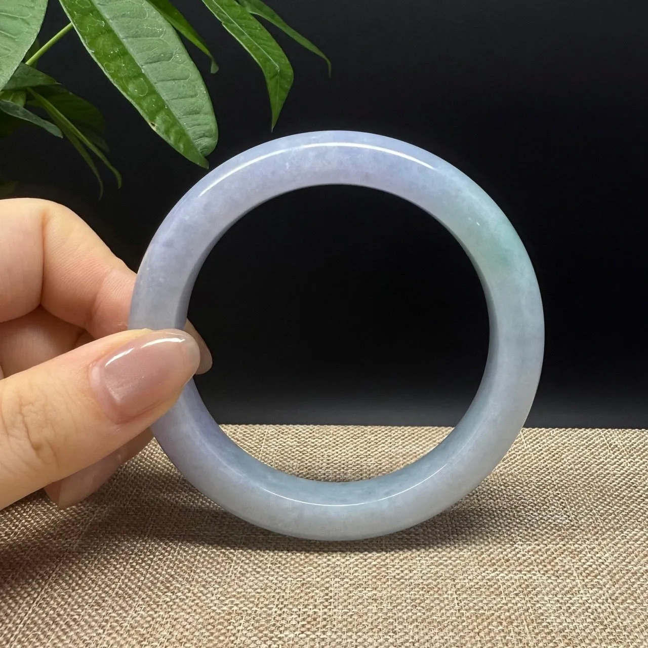 High end Genuine Burmese Lavender Green  Jade Jadeite Bangle Bracelet ( 60.1mm )