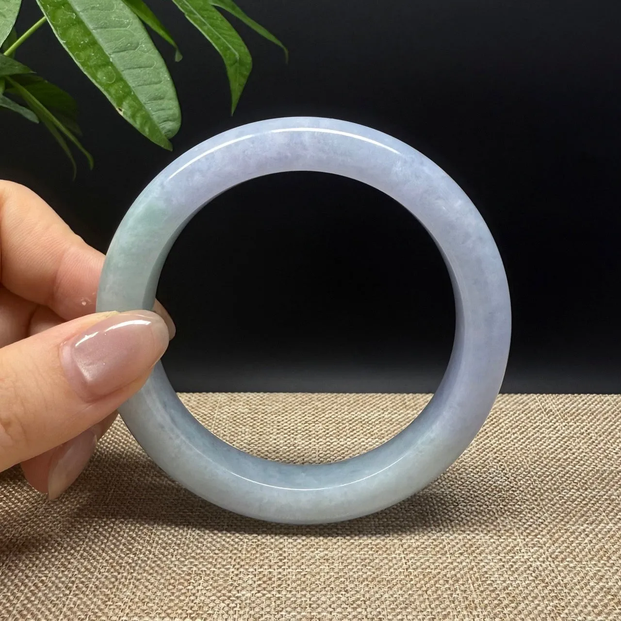 High end Genuine Burmese Lavender Green  Jade Jadeite Bangle Bracelet ( 60.1mm )