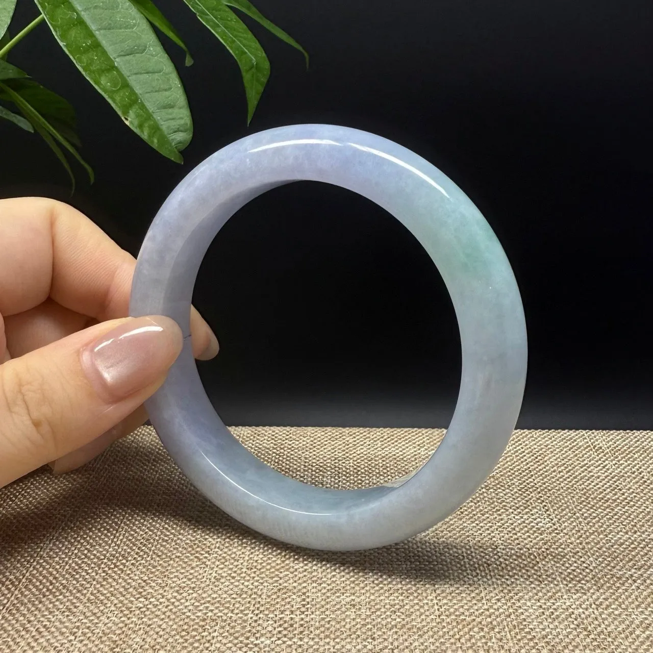 High end Genuine Burmese Lavender Green  Jade Jadeite Bangle Bracelet ( 60.1mm )