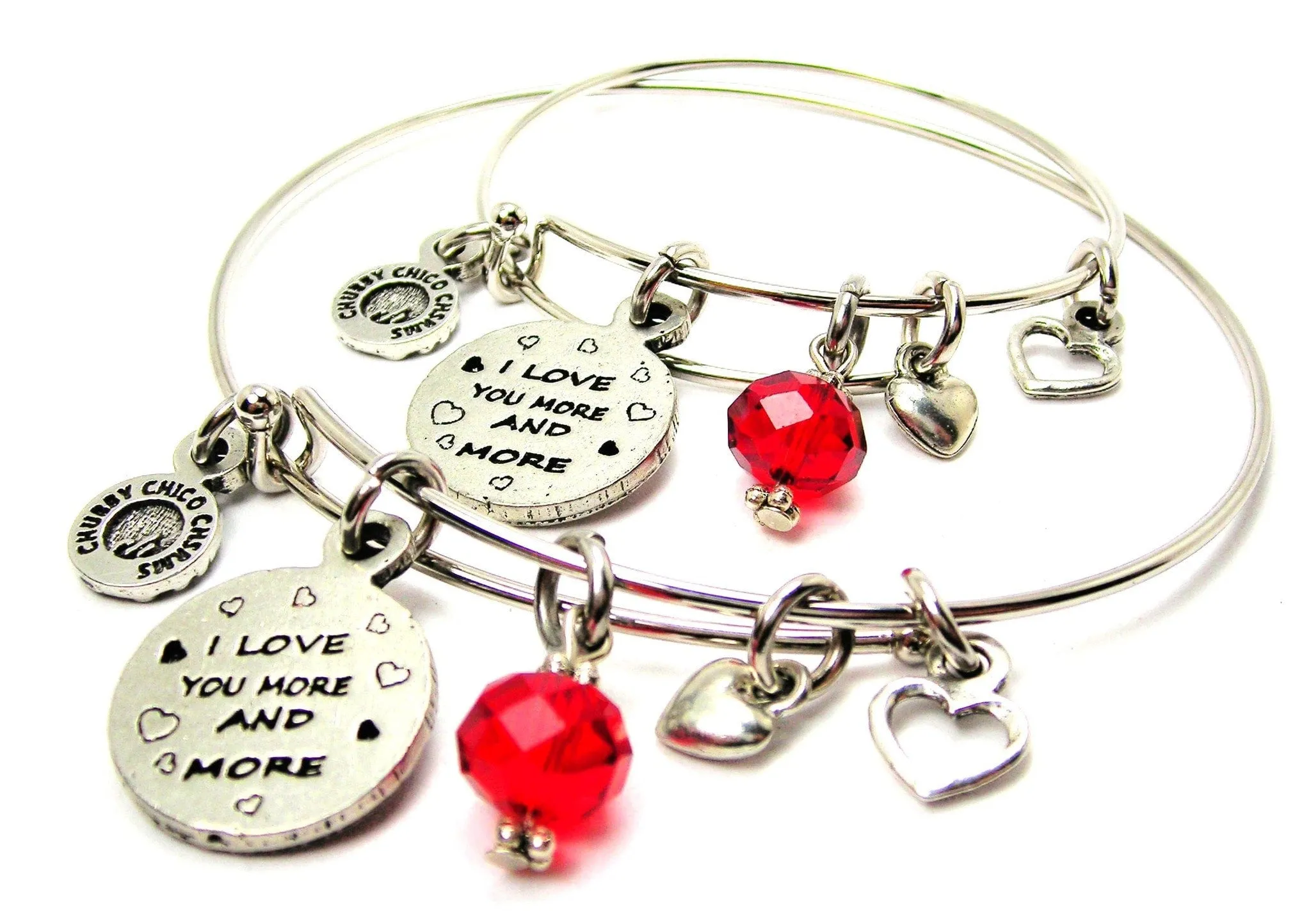 I Love You More And More Adult And Child Matching Expandable Bangle Bracelets