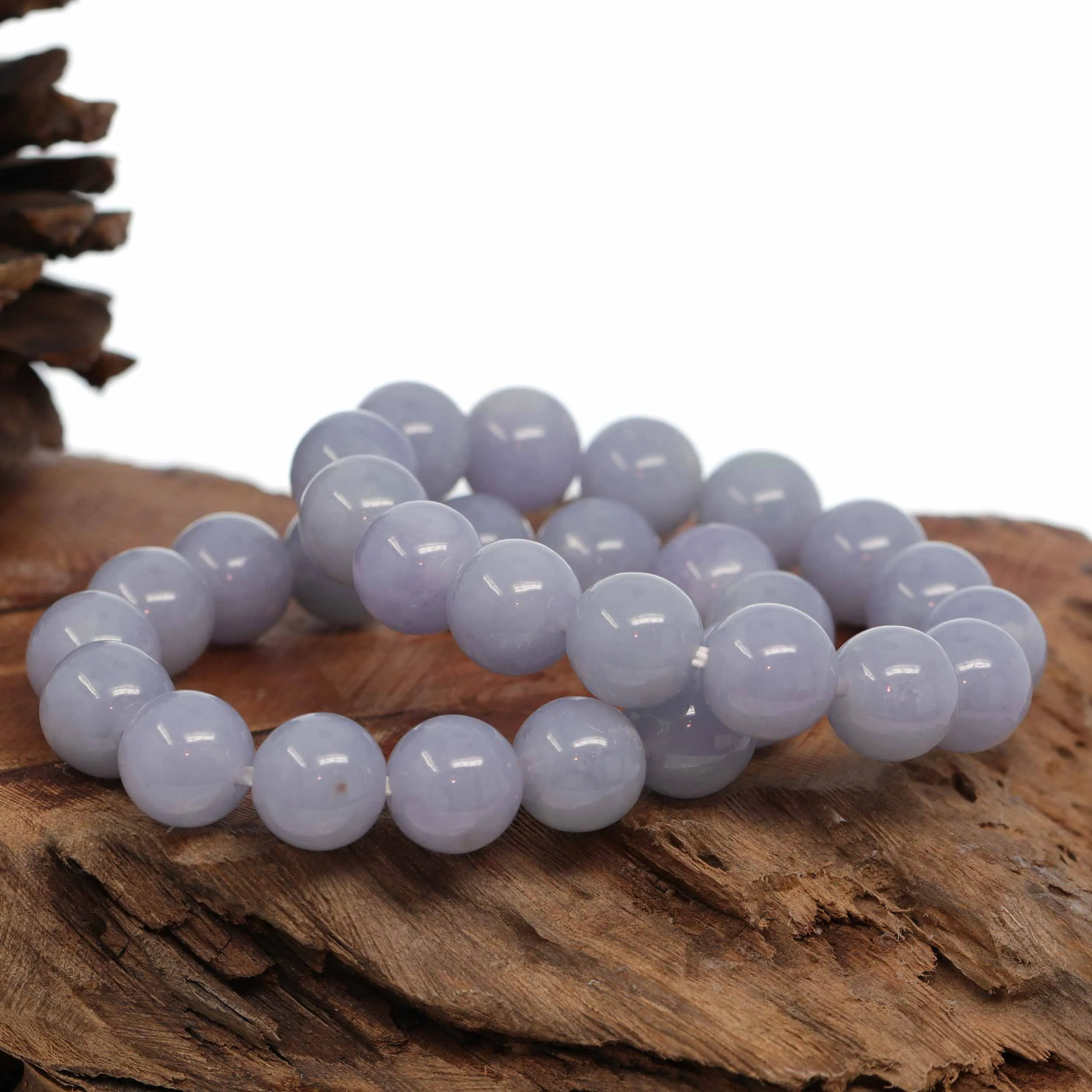 Jadeite Jade 13mm Round Purple Lavender Beads Bracelet ( 13 mm ) For Men