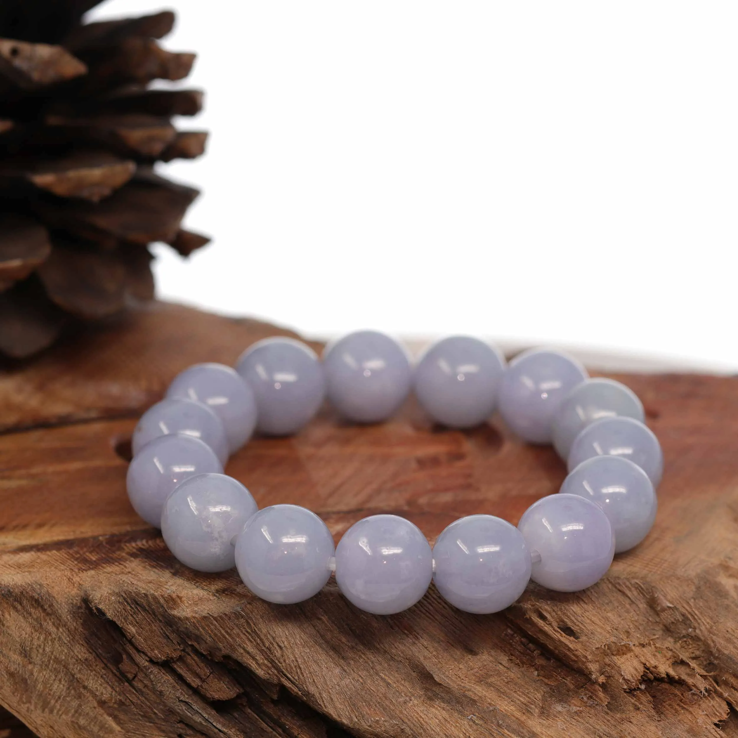 Jadeite Jade 13mm Round Purple Lavender Beads Bracelet ( 13 mm ) For Men