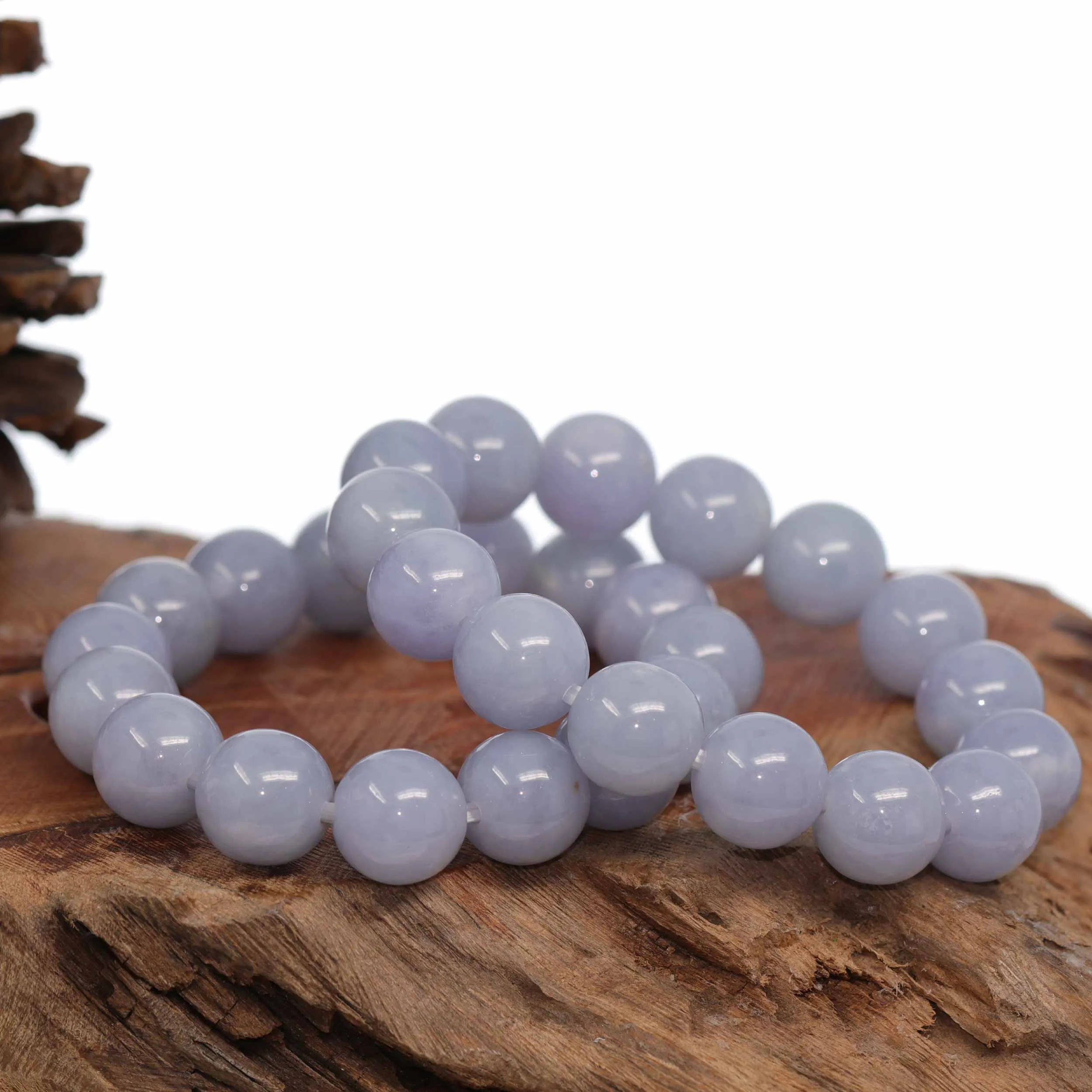 Jadeite Jade 13mm Round Purple Lavender Beads Bracelet ( 13 mm ) For Men