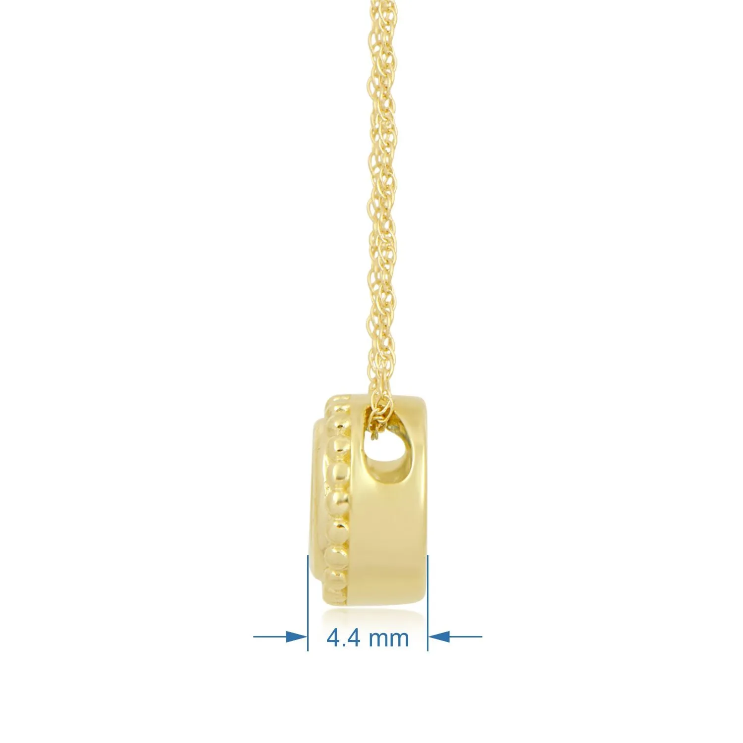 Jewelili 10K Yellow Gold 5 MM Citrine Pendant Necklace, 18" Rope Chain