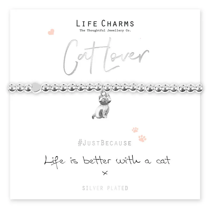 Jewellery Silver 'Life Is Better With A Cat' Bracelet