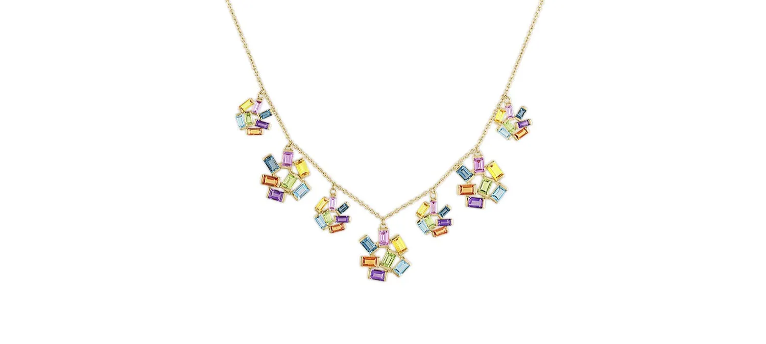 Jubilation Statement Necklace with Rainbow Gemstones