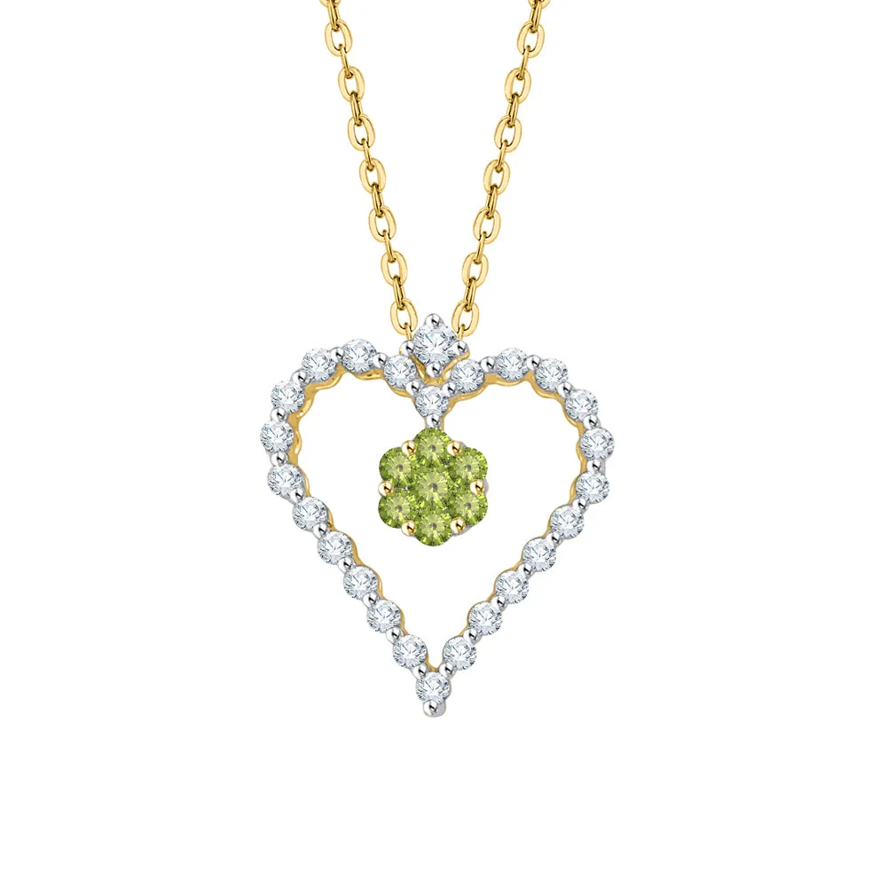 KATARINA 3/8 cttw Gemstone and Diamond Heart Pendant Necklace