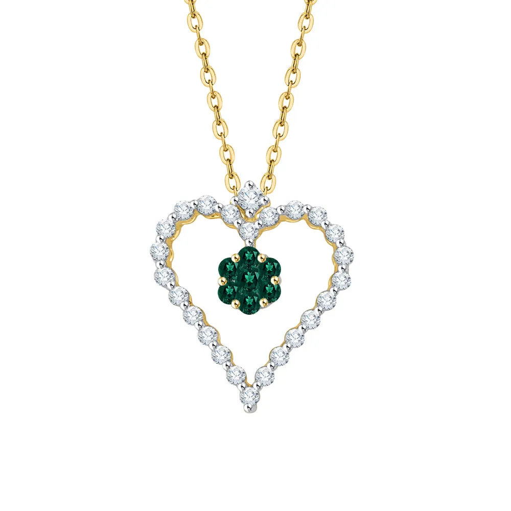 KATARINA 3/8 cttw Gemstone and Diamond Heart Pendant Necklace