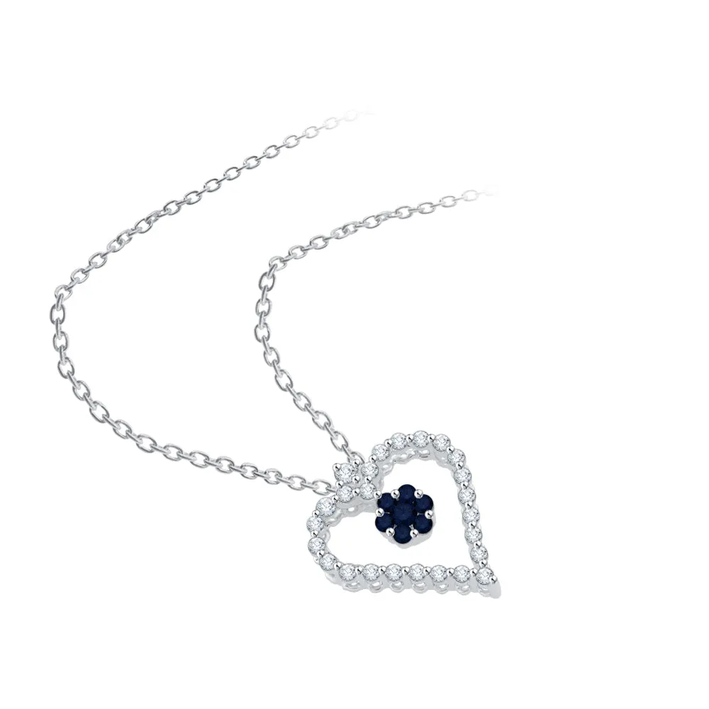 KATARINA 3/8 cttw Gemstone and Diamond Heart Pendant Necklace