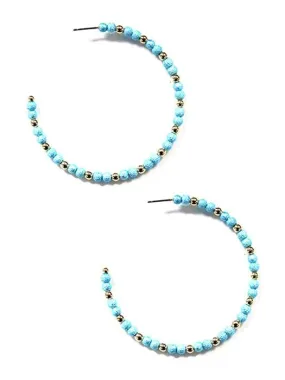 KE8832 Contrast Bead C Shape Hoop Earrings