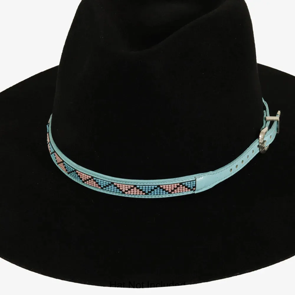 Kele | Beaded Hat Band with Turquoise and Pink Diamonds