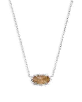 Kendra Scott  Elisa Short Pendant Necklace Rhodium Orange Citrine Quartz