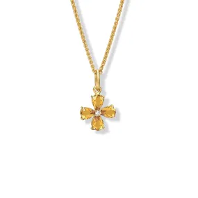 Klover Medium Flower Necklace Pendant Yellow Gold - Citrine & Diamond