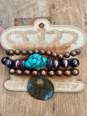 Large Arm Candy Stack- Turquoise and Copper